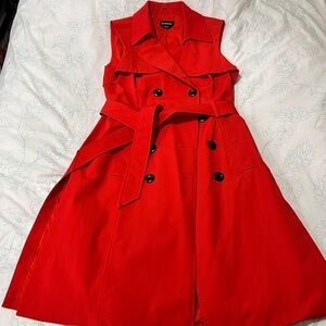 Bebe Bold Red Sleeveless Trench Coat